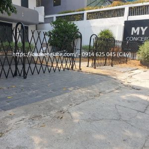 Rào xếp di động kéo tay chữ U màu đen