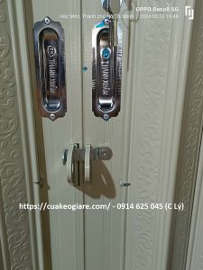 Ổ khoá cửa kéo, tay hộp âm dương, bát khoá dày 7 ly, độ bền vượt trội